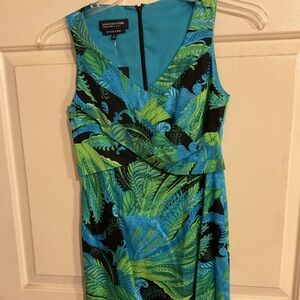 NEW:JONES N.Y. SIGNATURE STRETCH GREEN&BLUE PAISLEY SHEATH DRESS 2P